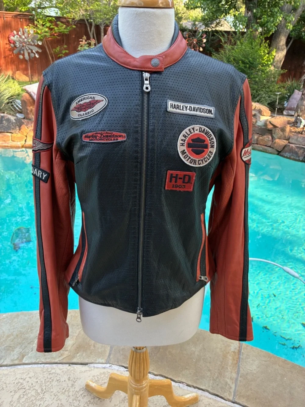 Genuine Harley-Davidson Black Rust Leather motorcycle riding Jacket exc cond L - Picture 2 of 16